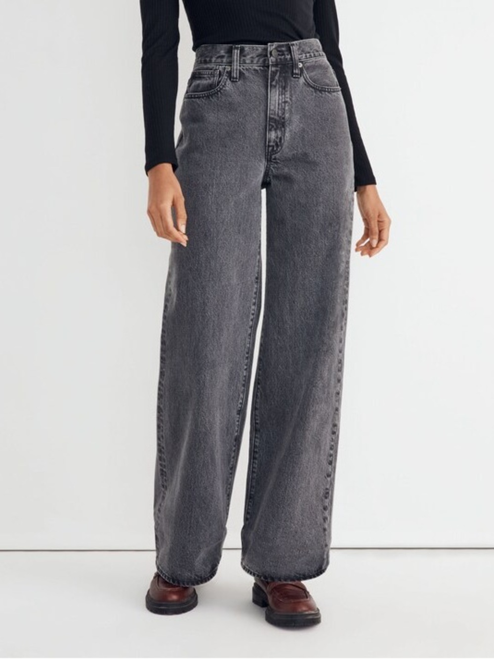Madewell Super Wide Leg Jeans in Washed Gray Moreland Wash 29
